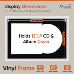 "AK Frames 25X17"" White Modern Vinyl Record Frame With Black Mount For 12 Inch Lp Cover & Disc - Overlapped Design" - thumbnail 2