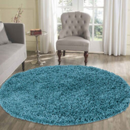 Wadan 120Cm Teal Blue Circular Shaggy Rug - Modern Round Rug - Soft Touch Thick Pile Area Rug For Living Room And Bedroom
