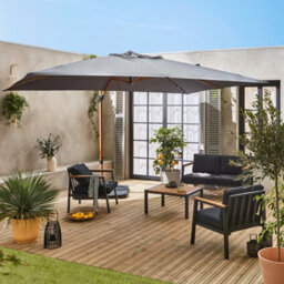 Sweeek - 3X4M Rectangular Cantilever Parasol Wimereux Grey - thumbnail 1