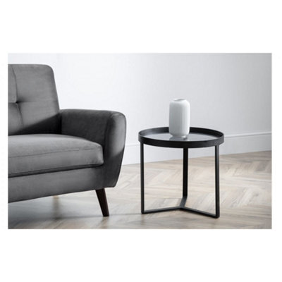 Ashfield Black Metal With Smoked Glass Lamp Table - image 1
