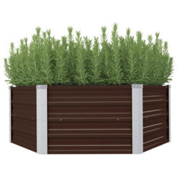 Berkfield Raised Garden Bed Brown 129X129X46 Cm Galvanised Steel