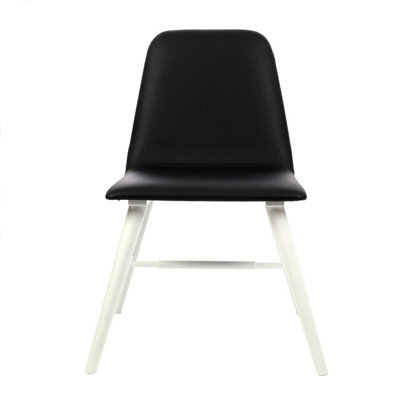 Orsina Black Leather Effect Dining Chair With White Legs, High Quality Leather Chair, Accent Chair, Borg Chair - image 1