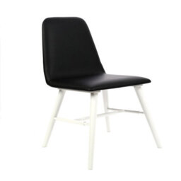 Orsina Black Leather Effect Dining Chair With White Legs, High Quality Leather Chair, Accent Chair, Borg Chair - thumbnail 3