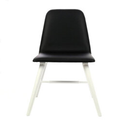 Orsina Black Leather Effect Dining Chair With White Legs, High Quality Leather Chair, Accent Chair, Borg Chair