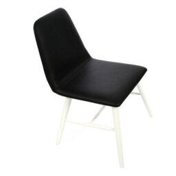 Orsina Black Leather Effect Dining Chair With White Legs, High Quality Leather Chair, Accent Chair, Borg Chair - thumbnail 2