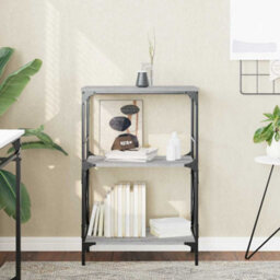 Berkfield Industrial Bookcase 3-Tier Grey Sonoma 59X35X90.5 Cm Engineered Wood - thumbnail 2