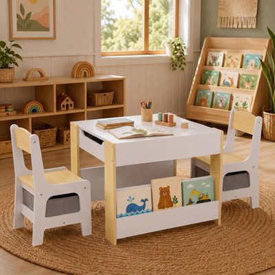 Dekko Kids Table And Chairs Set 2-In-1 Flip Top Storage Activity Study - image 1