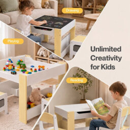 Dekko Kids Table And Chairs Set 2-In-1 Flip Top Storage Activity Study - thumbnail 8