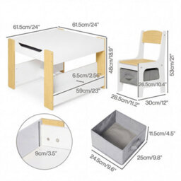 Dekko Kids Table And Chairs Set 2-In-1 Flip Top Storage Activity Study - thumbnail 4