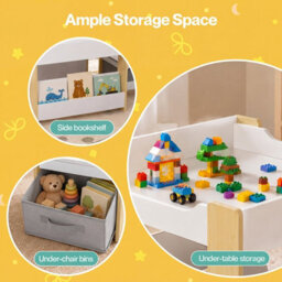 Dekko Kids Table And Chairs Set 2-In-1 Flip Top Storage Activity Study - thumbnail 6