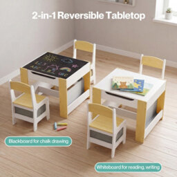 Dekko Kids Table And Chairs Set 2-In-1 Flip Top Storage Activity Study - thumbnail 5