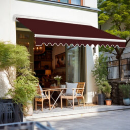 Sundaze 3.95X3M Half Cassette Electric Awning Retractable Garden Sun Shade Sail Canopy Wine Red