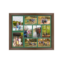 AK Frames 20X16 Walnut Classic Multi Photo Frame With Emerald Mount - Holds 9 Apertures (2X) 7X5, (7X) 6X4 Photos