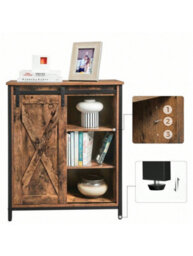 Songmics Storage Cabinet, Sideboard, Multipurpose Cabinet, Adjustable Shelves,sliding Door,steel Frame,for Kitchen,living Room - thumbnail 5