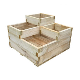 Forest Garden Caledonian Wooden Tiered Raised Bed - With Base - 90 X 90Cm - thumbnail 4