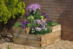 Forest Garden Caledonian Wooden Tiered Raised Bed - With Base - 90 X 90Cm - thumbnail 1