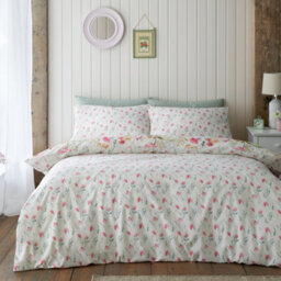 Catherine Lansfield Ella Poppy Reversible Duvet Cover Set With Pillowcase Cream - thumbnail 2