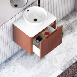 Royal Bathrooms Avenza 600mm Terracotta Clay Wall Hung Bathroom Countertop Vanity Unit 1 Drawer With Breeze Basin - thumbnail 5