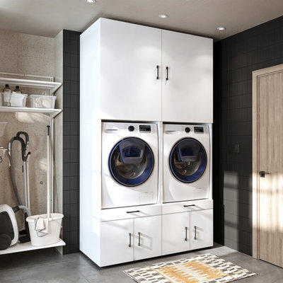 Roomart A Plus, Twin Washer And Dryer Cabinet Set, White, Extra Tall - image 1