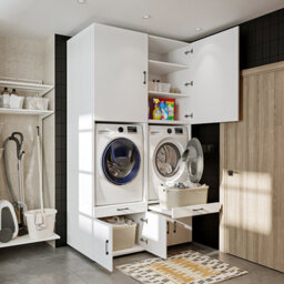 Roomart A Plus, Twin Washer And Dryer Cabinet Set, White, Extra Tall - thumbnail 3
