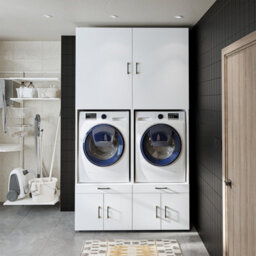 Roomart A Plus, Twin Washer And Dryer Cabinet Set, White, Extra Tall - thumbnail 2
