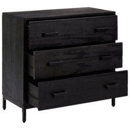 Berkfield Chest Of Drawers Black 75X35X70 Cm Solid Pinewood - thumbnail 4