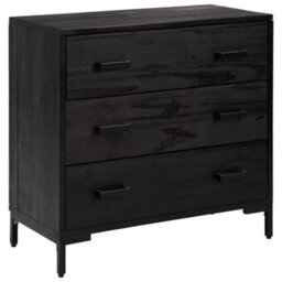Berkfield Chest Of Drawers Black 75X35X70 Cm Solid Pinewood - thumbnail 2
