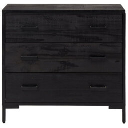 Berkfield Chest Of Drawers Black 75X35X70 Cm Solid Pinewood - thumbnail 3