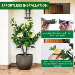 London Boutique Yellow 90Cm Artificial Topiary Trees Set Of 4, Uv Resistant Faux Plants,  Indoor Outdoor Decor, Camellia - thumbnail 5