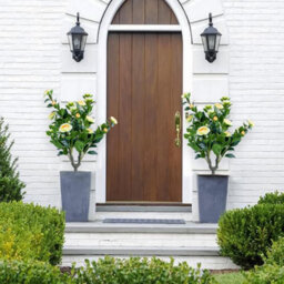 London Boutique Yellow 90Cm Artificial Topiary Trees Set Of 4, Uv Resistant Faux Plants,  Indoor Outdoor Decor, Camellia - thumbnail 2