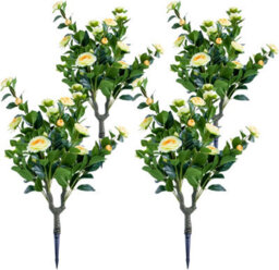 London Boutique Yellow 90Cm Artificial Topiary Trees Set Of 4, Uv Resistant Faux Plants,  Indoor Outdoor Decor, Camellia - thumbnail 1