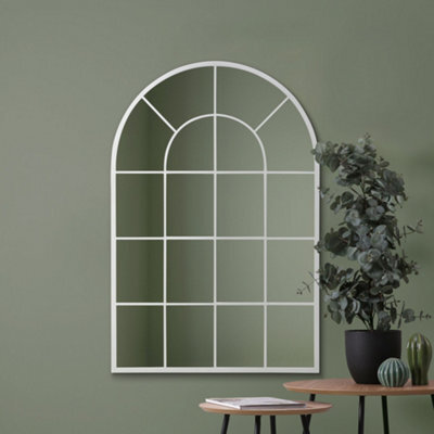 Mirroroutlet The Arcus White Framed Arched Window Leaner/wall Mirror 120Cm X 80Cm - image 1