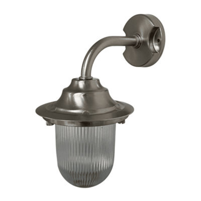 Lampfix Navigator 09127 Outdoor Ip64 1 Light Goose Neck Plain Wall Lantern In A Satin Nickel Finish