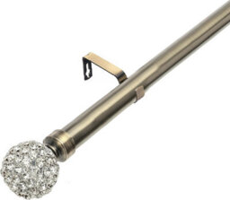 Lister Cartwright 28mm Antique Brass Fixed Metal Curtain Pole Set With Diamante Ball Finial(200 Cm) - thumbnail 3