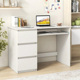 Computer Desk With Power Outlet 106 Cm White Office Desk With 3 Drawers - thumbnail 3