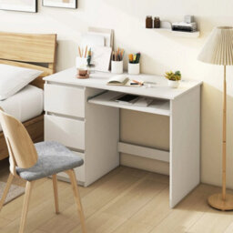 Computer Desk With Power Outlet 106 Cm White Office Desk With 3 Drawers - thumbnail 6