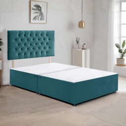 Emerald Green Plush Fabric 4Ft Small Double Bed Frame With 20 Inch Chesterfiled Headboard And 2 Drawers - thumbnail 2