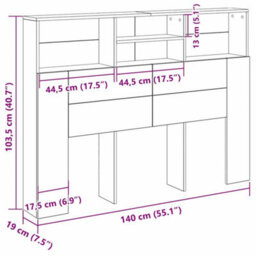 Walplus Headboard Cabinet Black Oak 140 X 19 X 103.5 Cm Engineered Wood - thumbnail 9