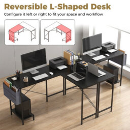 Costway L Shaped Office Desk With Drawer Reversible Corner Computer Desk With Cpu Stand - thumbnail 6
