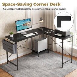 Costway L Shaped Office Desk With Drawer Reversible Corner Computer Desk With Cpu Stand - thumbnail 7