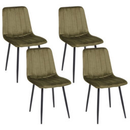 Beliani Set Of 4 Dining Chairs Kalispell Velvet Olive Green - thumbnail 1
