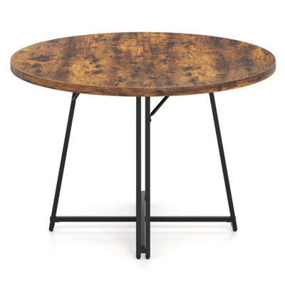118Cm Round Dining Table 8 Metal Legs Cross Base 4-6 Seater - image 1