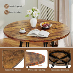118Cm Round Dining Table 8 Metal Legs Cross Base 4-6 Seater - thumbnail 6