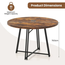 118Cm Round Dining Table 8 Metal Legs Cross Base 4-6 Seater - thumbnail 2