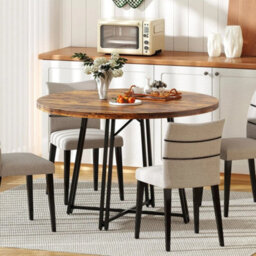 118Cm Round Dining Table 8 Metal Legs Cross Base 4-6 Seater - thumbnail 4