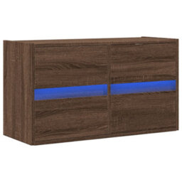 Berkfield Tv Wall Cabinet With Led Lights Brown Oak 80X31X45 Cm - thumbnail 3
