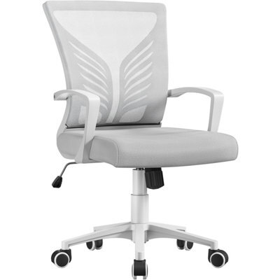 Yaheetech Adjustable Swivel Office Chair With Lumbar Support - Light Grey - image 1