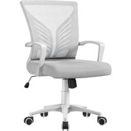 Yaheetech Adjustable Swivel Office Chair With Lumbar Support - Light Grey