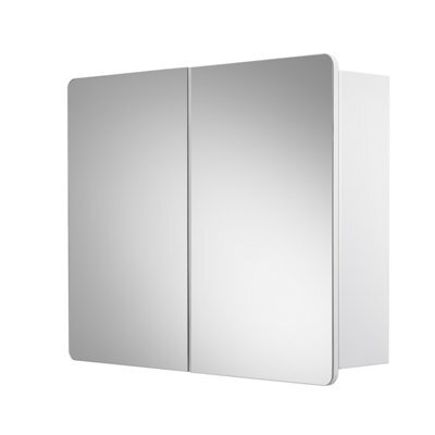 Croydex Mulino Matt White Double Bathroom Cabinet With Mirrored Door (H)500mm (W)600mm - image 1