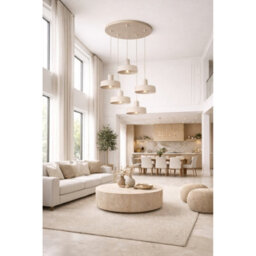 Luminosa Lighting Luminosa Velyo Cluster Pendant Ceiling Light Beige 5X E27 - thumbnail 3